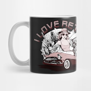 i love retro themed car and girl design Mug